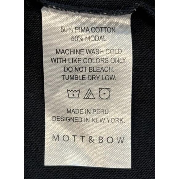 MOTT & BOW WOMEN XS BLACK V-NECK FITTED MARCY TEE PERUVIAN COTTON CAP SLEEVES - Picture 5 of 10